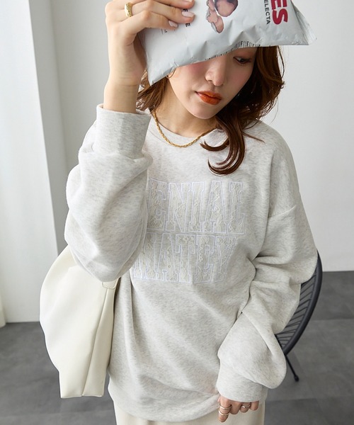 ReDial(リダイアル)の「レースロゴ刺繍スウェット(スウェット・レディース・ブラック/杢グレー/オートミール・M/L/LL/3L)」の16枚目の写真