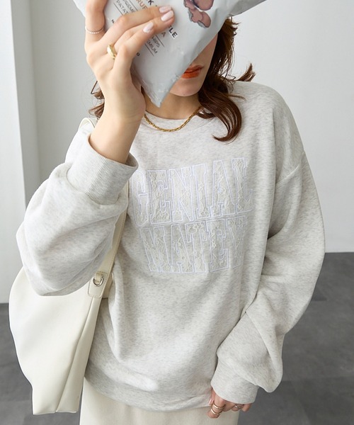 ReDial(リダイアル)の「レースロゴ刺繍スウェット(スウェット・レディース・ブラック/杢グレー/オートミール・M/L/LL/3L)」の18枚目の写真