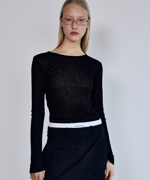 NICK&NICOLE（ニックアンドニコール）の「[ESSENTIAL] WOOL TENCEL TEE_BLACK（Tシャツ/カットソー・レディース・その他・MEDIUM/LARGE）」の3枚目の写真