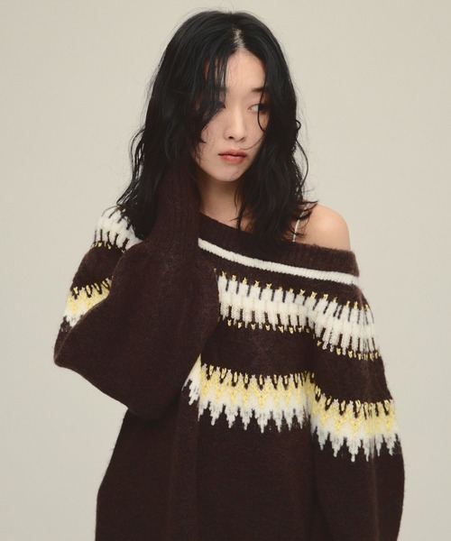 eL（エル）の「【eL】3G Fair Isle Pullover/588096（ニット/セーター・レディース・ネイビー系/ブラウン系その他・FREE）」の7枚目の写真