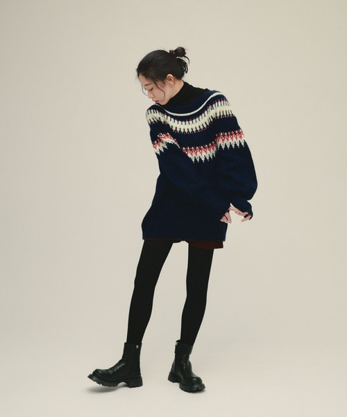eL（エル）の「【eL】3G Fair Isle Pullover/588096（ニット/セーター・レディース・ネイビー系/ブラウン系その他・FREE）」の11枚目の写真