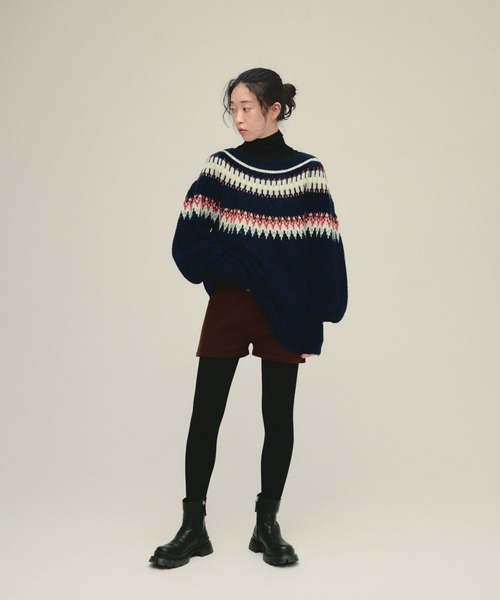 eL（エル）の「【eL】3G Fair Isle Pullover/588096（ニット/セーター・レディース・ネイビー系/ブラウン系その他・FREE）」の13枚目の写真