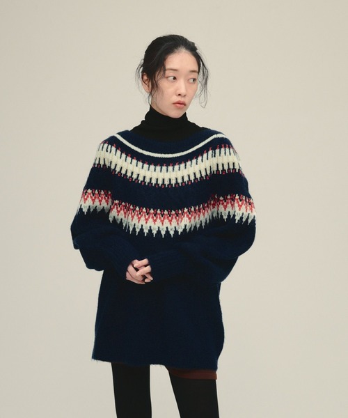 eL（エル）の「【eL】3G Fair Isle Pullover/588096（ニット/セーター・レディース・ネイビー系/ブラウン系その他・FREE）」の14枚目の写真