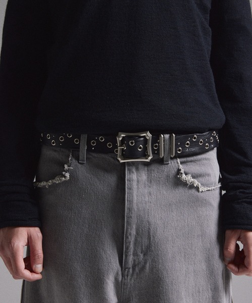 GRANCY】スタッズデザインレザーベルト / Studded Leather Belt