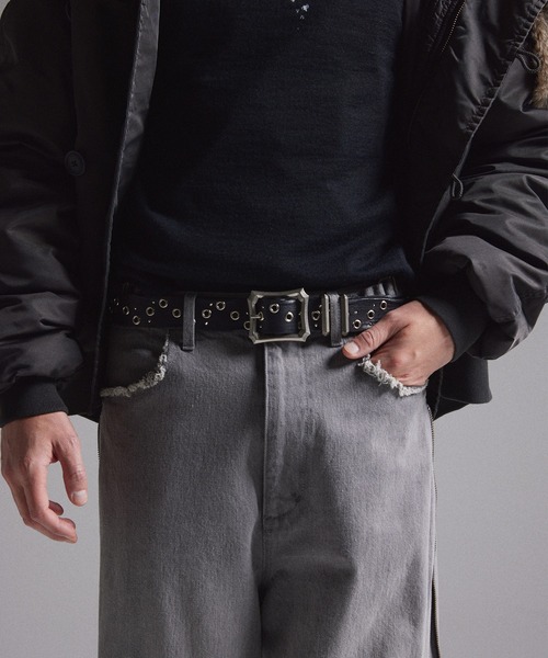GRANCY】スタッズデザインレザーベルト / Studded Leather Belt