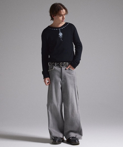 GRANCY】スタッズデザインレザーベルト / Studded Leather Belt