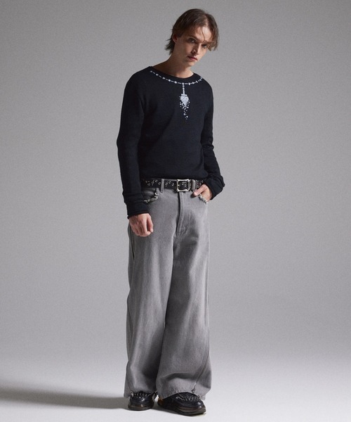 GRANCY】スタッズデザインレザーベルト / Studded Leather Belt