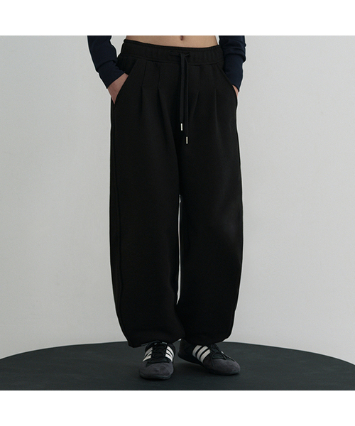 Soft Touch Washed Balloon Wide Sweatpants - BLACK