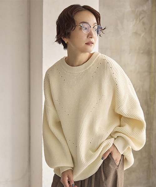 studio CLIP（スタディオクリップ）の「7ゲージふわかる畦編みニット