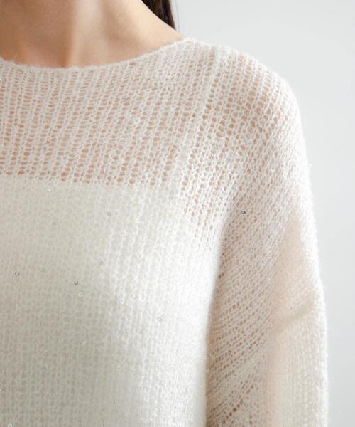 URBAN RESEARCH（アーバンリサーチ）の「スパンコールモヘヤルーズニット（ニット/セーター・レディース・オフホワイト/ネイビー・FREE）」の10枚目の写真