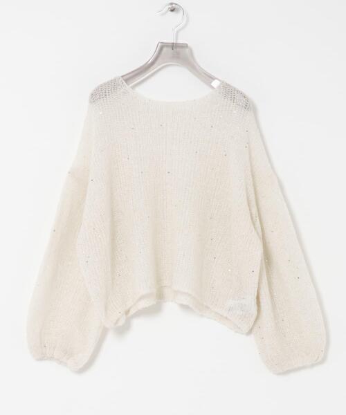 URBAN RESEARCH（アーバンリサーチ）の「スパンコールモヘヤルーズニット（ニット/セーター・レディース・オフホワイト/ネイビー・FREE）」の15枚目の写真