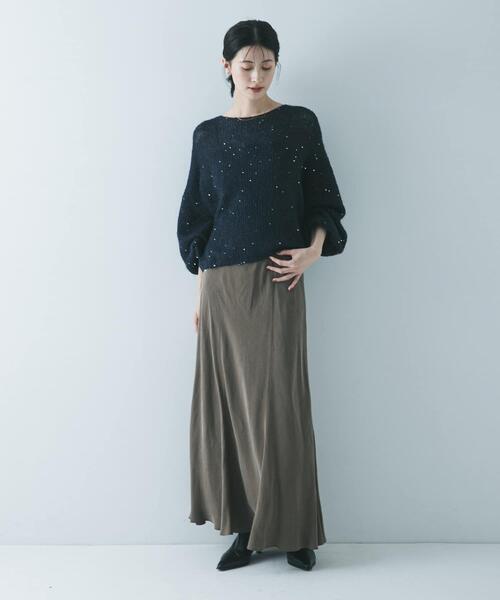 URBAN RESEARCH（アーバンリサーチ）の「スパンコールモヘヤルーズニット（ニット/セーター・レディース・オフホワイト/ネイビー・FREE）」の22枚目の写真