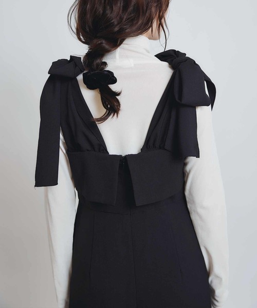 PICCIN PERLA(ピッチンペルラ)の「リボンサロペット(サロペット/オーバーオール・レディース・ブラック・M)」の5枚目の写真