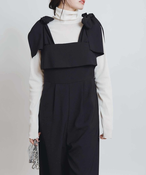 PICCIN PERLA(ピッチンペルラ)の「リボンサロペット(サロペット/オーバーオール・レディース・ブラック・M)」の11枚目の写真