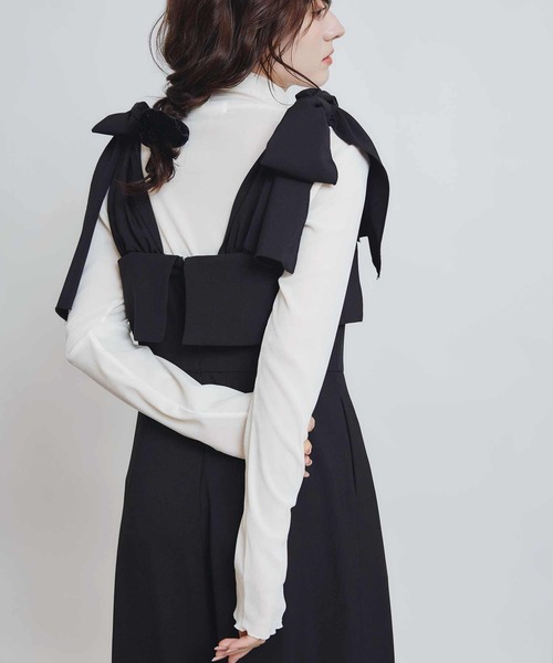 PICCIN PERLA(ピッチンペルラ)の「リボンサロペット(サロペット/オーバーオール・レディース・ブラック・M)」の19枚目の写真
