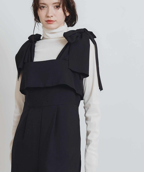PICCIN PERLA(ピッチンペルラ)の「リボンサロペット(サロペット/オーバーオール・レディース・ブラック・M)」の13枚目の写真