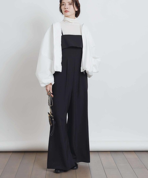 PICCIN PERLA(ピッチンペルラ)の「リボンサロペット(サロペット/オーバーオール・レディース・ブラック・M)」の2枚目の写真