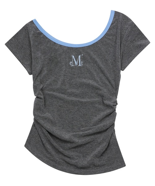 MUCENT(ムセント)の「ビオラワンショルダーアシンメトリーフリル半袖Tシャツ(2カラー)(Tシャツ/カットソー・レディース・スカイブルー/チャコール・FREE)」の2枚目の写真