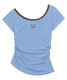 ビオラワンショルダーアシンメトリーフリル半袖Tシャツ(2カラー)