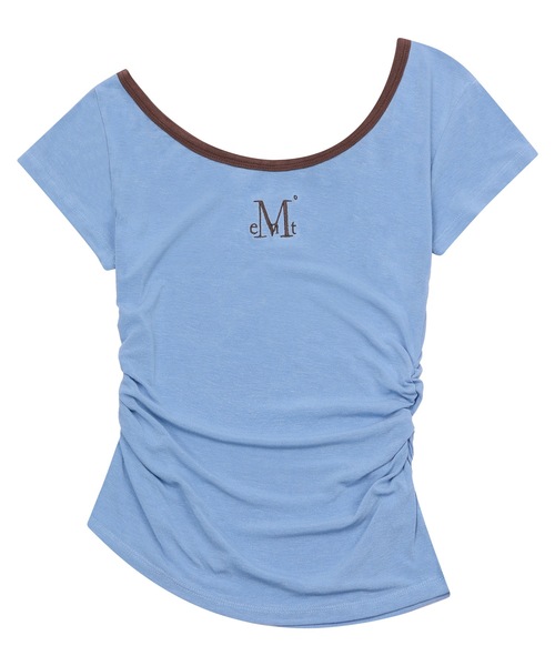 MUCENT(ムセント)の「ビオラワンショルダーアシンメトリーフリル半袖Tシャツ(2カラー)(Tシャツ/カットソー・レディース・スカイブルー/チャコール・FREE)」の1枚目の写真