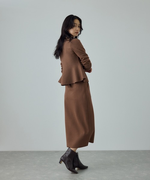 セール】[美人スカート]ウール混ニットポケット付きタイトスカート