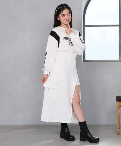 PINKHUNT（ピンクハント）の「PINKHUNT スリットロングカーゴスカート 1149K（スカート・キッズ・ブラック/ホワイト/チャコールグレー・120cm/130cm/140cm/150cm/160cm）」の18枚目の写真