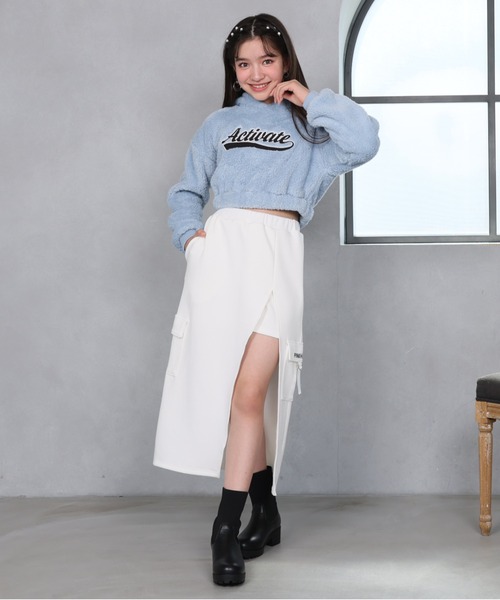 PINKHUNT（ピンクハント）の「PINKHUNT スリットロングカーゴスカート 1149K（スカート・キッズ・ブラック/ホワイト/チャコールグレー・120cm/130cm/140cm/150cm/160cm）」の11枚目の写真