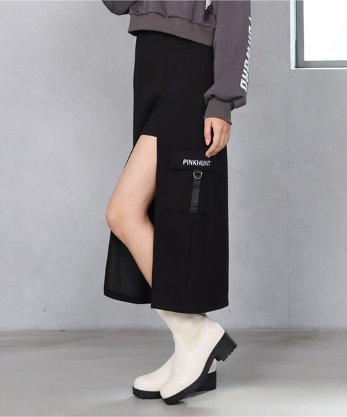 PINKHUNT（ピンクハント）の「PINKHUNT スリットロングカーゴスカート 1149K（スカート・キッズ・ブラック/ホワイト/チャコールグレー・120cm/130cm/140cm/150cm/160cm）」の8枚目の写真