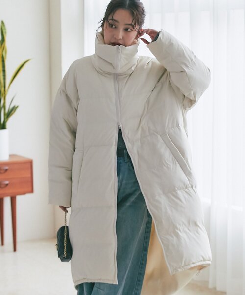 La boutique BonBon（ラブティックボンボン）の「タフタロングダウンコート（ダウンジャケット/コート・レディース・オフホワイト・FREE）」の5枚目の写真