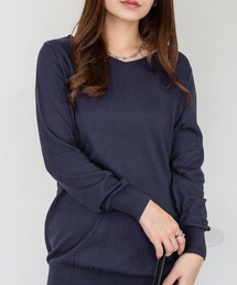 STONE  ブラック リブニット セーター コットン 綿100% リブ編み コットン」に該当するレディースのニット/セーター