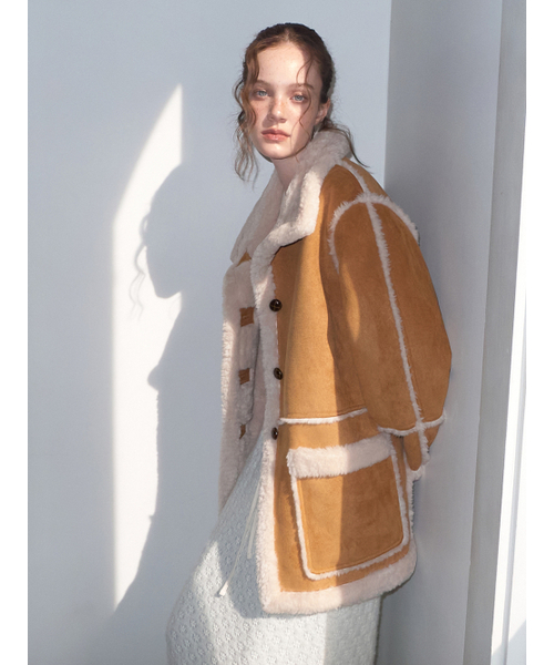 Suede Button Mustang Coat Camel