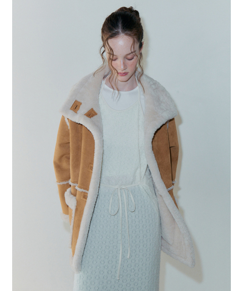 ETMON(エトモン)の「Suede Button Mustang Coat, Camel(ムートンコート・レディース・その他・F)」の6枚目の写真