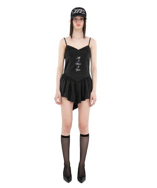ITZAVIBE（イッザバイブ）の「[ICA22WOP8BK] レタリングサテンワンピースブラック（ワンピース・レディース・その他・SMALL/MEDIUM）」の2枚目の写真