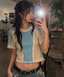 SPORT STRETCH KNIT TOP SKY BLUE