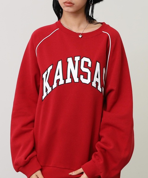 ANAP（アナップ）の「ワッペン 刺繍 ロゴ パイピング 裏起毛 スウェット（スウェット・レディース・グレー/ブラック/レッド・F）」の3枚目の写真