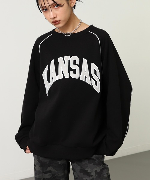 ANAP（アナップ）の「ワッペン 刺繍 ロゴ パイピング 裏起毛 スウェット（スウェット・レディース・グレー/ブラック/レッド・F）」の4枚目の写真