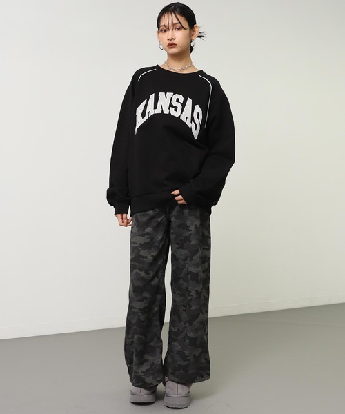 ANAP（アナップ）の「ワッペン 刺繍 ロゴ パイピング 裏起毛 スウェット（スウェット・レディース・グレー/ブラック/レッド・F）」の7枚目の写真