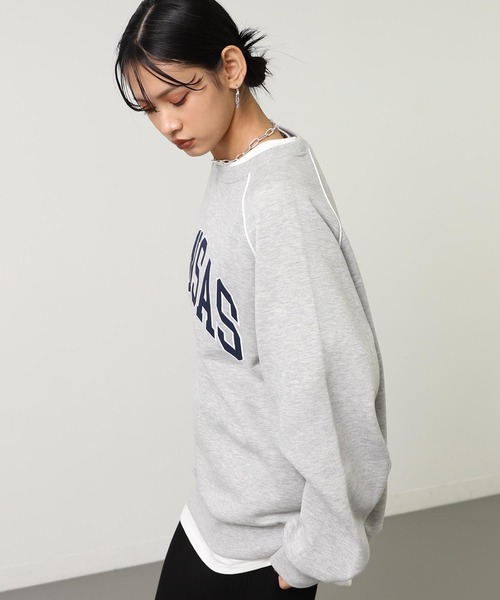 ANAP（アナップ）の「ワッペン 刺繍 ロゴ パイピング 裏起毛 スウェット（スウェット・レディース・グレー/ブラック/レッド・F）」の10枚目の写真