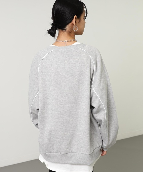 ANAP（アナップ）の「ワッペン 刺繍 ロゴ パイピング 裏起毛 スウェット（スウェット・レディース・グレー/ブラック/レッド・F）」の11枚目の写真