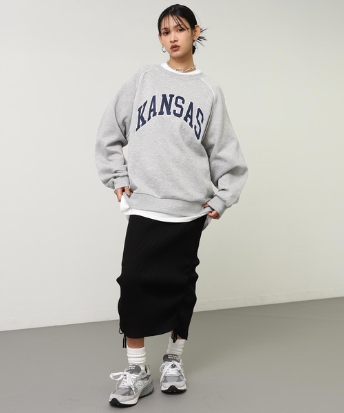 ANAP（アナップ）の「ワッペン 刺繍 ロゴ パイピング 裏起毛 スウェット（スウェット・レディース・グレー/ブラック/レッド・F）」の13枚目の写真