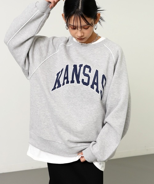 ANAP（アナップ）の「ワッペン 刺繍 ロゴ パイピング 裏起毛 スウェット（スウェット・レディース・グレー/ブラック/レッド・F）」の8枚目の写真