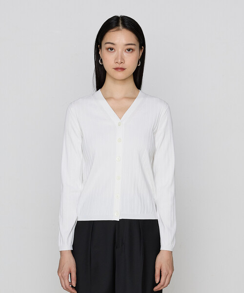 COMME CA(コムサ)の「〔 TALLサイズ 〕 コットンダルストレッチ カーディガン(カーディガン/ボレロ・レディース・ブラック/オフホワイト・15号)」の6枚目の写真