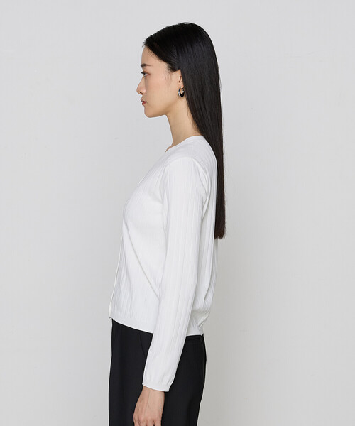 COMME CA(コムサ)の「〔 TALLサイズ 〕 コットンダルストレッチ カーディガン(カーディガン/ボレロ・レディース・ブラック/オフホワイト・15号)」の7枚目の写真