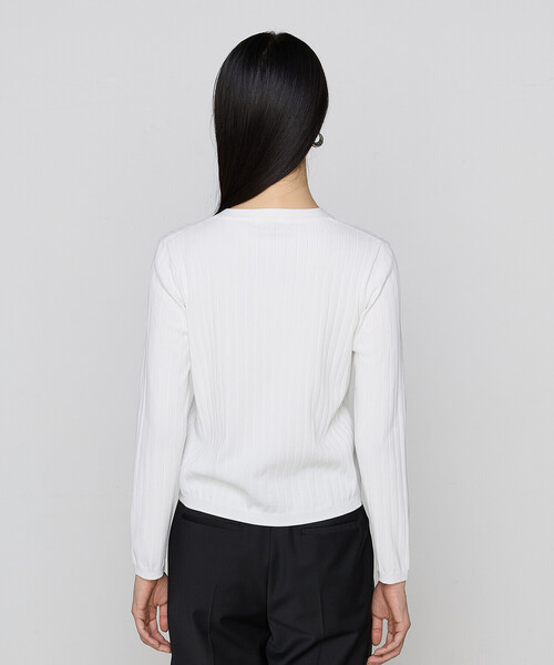 COMME CA(コムサ)の「〔 TALLサイズ 〕 コットンダルストレッチ カーディガン(カーディガン/ボレロ・レディース・ブラック/オフホワイト・15号)」の8枚目の写真