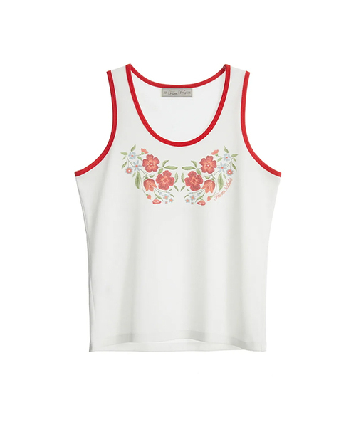 FROM ARLES(フロムアルル)の「フラワープリントスリーブレス/ホワイト(Tシャツ/カットソー・メンズ・ホワイト・LARGE)」の1枚目の写真