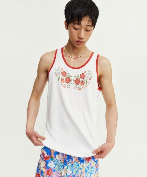 FROM ARLES(フロムアルル)の「フラワープリントスリーブレス/ホワイト(Tシャツ/カットソー・メンズ・ホワイト・LARGE)」の5枚目の写真
