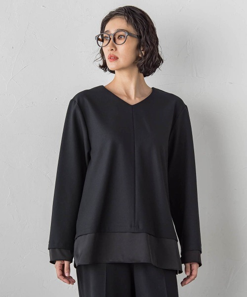 la.f…(ラエフ)の「ピクシエスタVネックブラウス≪洗濯機で洗える≫(シャツ/ブラウス・レディース・ブラック系その他/ブラック/キャメル・11号/9号/7号)」の2枚目の写真