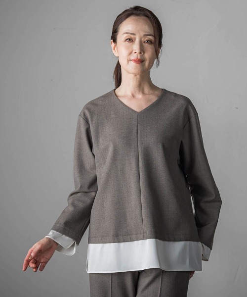 la.f…(ラエフ)の「ピクシエスタVネックブラウス≪洗濯機で洗える≫(シャツ/ブラウス・レディース・ブラック系その他/ブラック/キャメル・11号/9号/7号)」の20枚目の写真