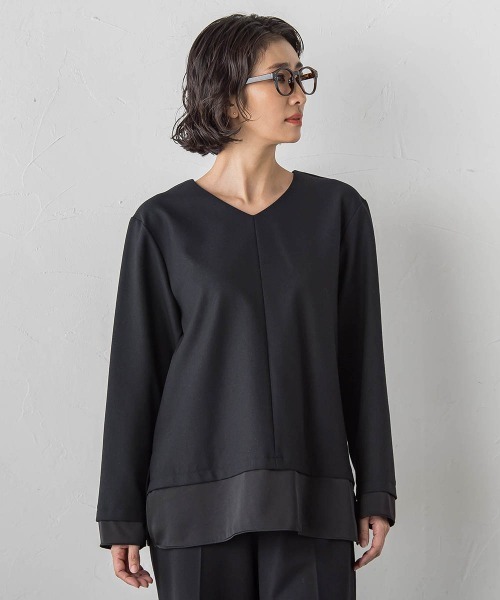 la.f…(ラエフ)の「ピクシエスタVネックブラウス≪洗濯機で洗える≫(シャツ/ブラウス・レディース・ブラック系その他/ブラック/キャメル・11号/9号/7号)」の5枚目の写真