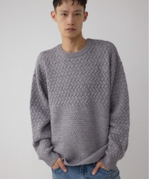 AZUL BY MOUSSY（アズールバイマウジー）の「バスケット編み切り替えニットトップス（ニット/セーター）」